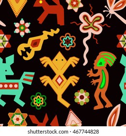 Bright colorful stylish vector illustration about Mexico. Pattern with symbols of Mexico