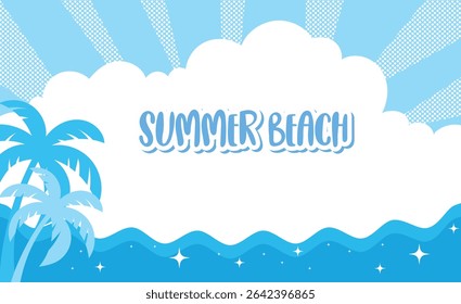 A bright and colorful summer beach scene vector illustration.  summer background