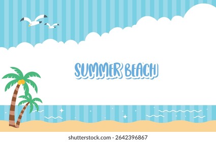 A bright and colorful summer beach scene vector illustration.  summer background