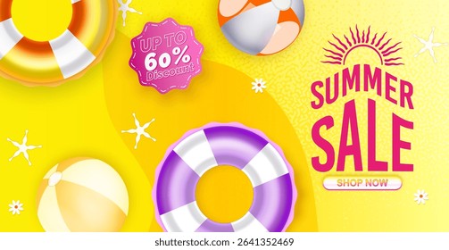 Bright and colorful summer-themed sale advertisement
