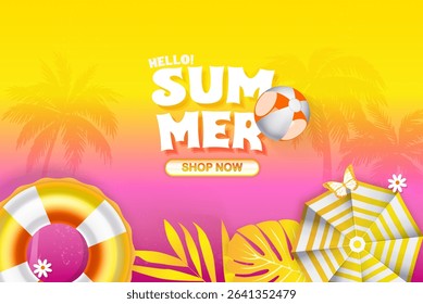 Bright and colorful summer-themed sale advertisement