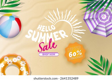 Bright and colorful summer-themed sale advertisement