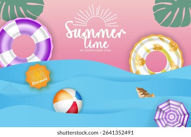 Bright and colorful summer-themed sale advertisement