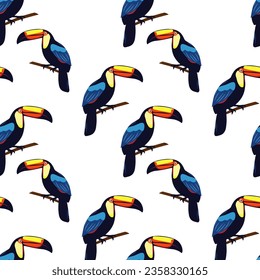 Bright colorful toucan seamless pattern