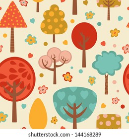 Bright colorful trees pattern. vector illustration