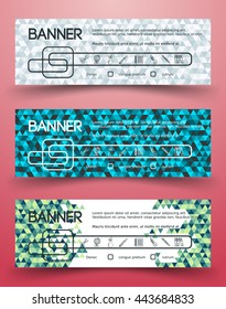 Bright Colorful Triangle Banners. Abstract geometric Texture. Triangle Mosaic Colored Banner Design. Vector illustration.
