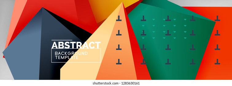 Bright colorful triangular poly 3d composition, vector abstract geometric background, minimal design, polygonal futuristic poster