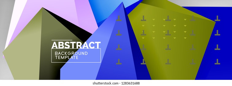 Bright colorful triangular poly 3d composition, vector abstract geometric background, minimal design, polygonal futuristic poster