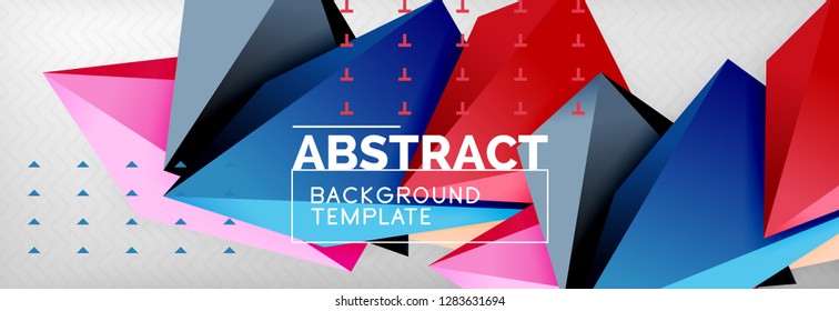 Composición 3d de poli triangular brillante, fondo geométrico abstracto vectorial, diseño mínimo, póster futurista poligonal