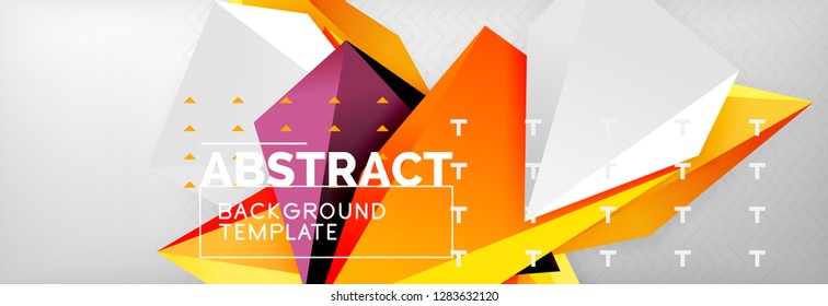 Composición 3d de poli triangular brillante, fondo geométrico abstracto vectorial, diseño mínimo, póster futurista poligonal