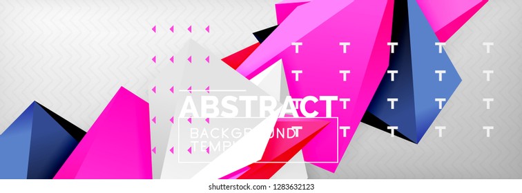 Composición 3d de poli triangular brillante, fondo geométrico abstracto vectorial, diseño mínimo, póster futurista poligonal