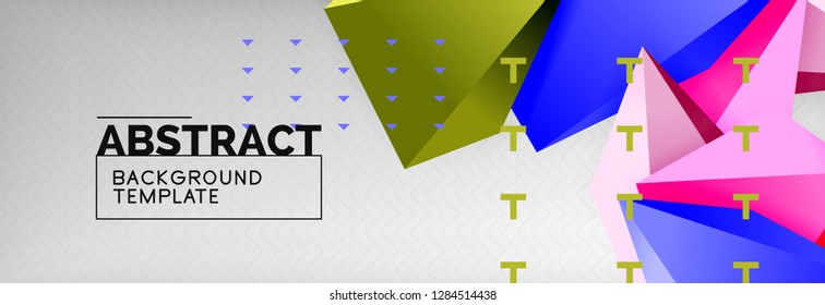 Composición 3d de poli triangular brillante, fondo geométrico abstracto vectorial, diseño mínimo, póster futurista poligonal