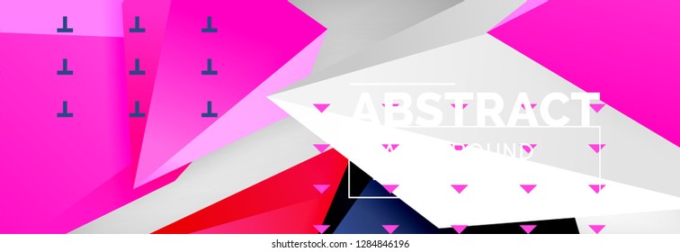 Bright colorful triangular poly 3d composition, vector abstract geometric background, minimal design, polygonal futuristic poster