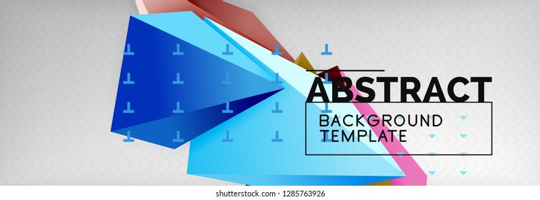 Bright colorful triangular poly 3d composition, vector abstract geometric background, minimal design, polygonal futuristic poster