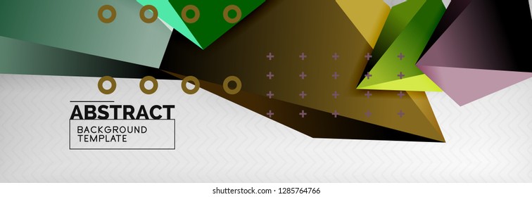 Bright colorful triangular poly 3d composition, vector abstract geometric background, minimal design, polygonal futuristic poster