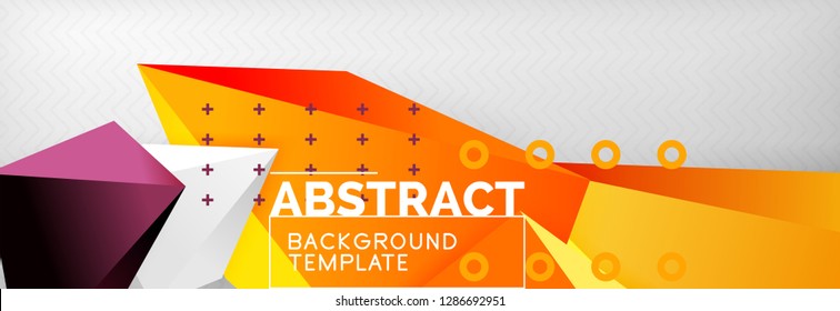 Hellbunt bunter Dreieckspolympietrie, 3D-Komposition, abstrakter, geometrischer Hintergrund, minimales Design, polygonales futuristisches Poster
