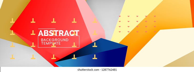 Bright colorful triangular poly 3d composition, vector abstract geometric background, minimal design, polygonal futuristic poster