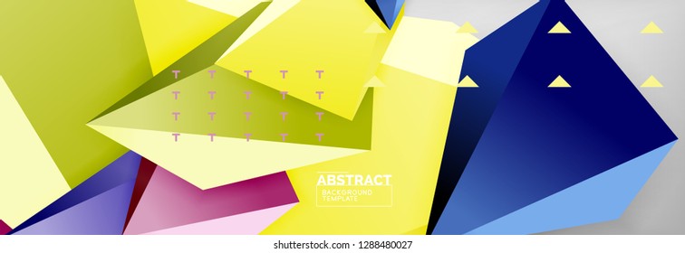 Composición 3d de poli triangular brillante, fondo geométrico abstracto vectorial, diseño mínimo, póster futurista poligonal