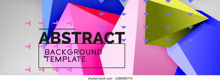 Composición 3d de poli triangular brillante, fondo geométrico abstracto vectorial, diseño mínimo, póster futurista poligonal
