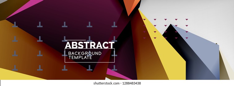 Bright colorful triangular poly 3d composition, vector abstract geometric background, minimal design, polygonal futuristic poster