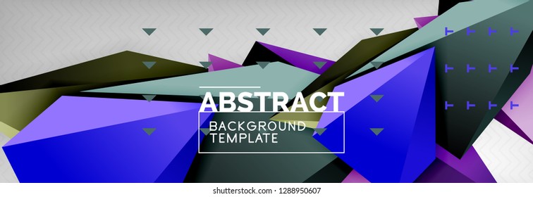 Bright colorful triangular poly 3d composition, vector abstract geometric background, minimal design, polygonal futuristic poster
