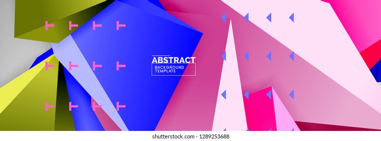 Composición 3d de poli triangular brillante, fondo geométrico abstracto vectorial, diseño mínimo, póster futurista poligonal
