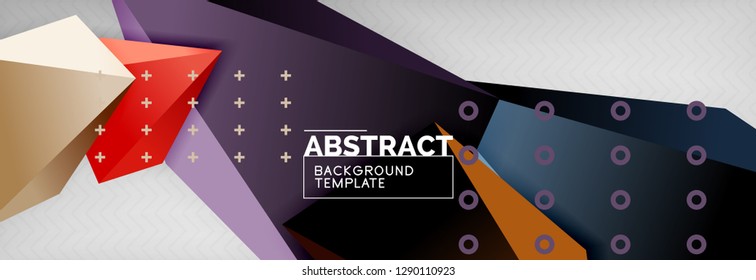 Bright colorful triangular poly 3d composition, vector abstract geometric background, minimal design, polygonal futuristic poster