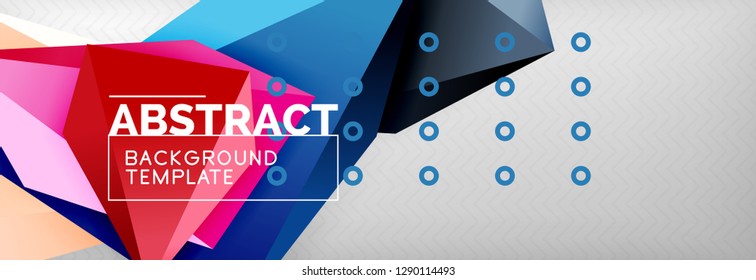 Bright colorful triangular poly 3d composition, vector abstract geometric background, minimal design, polygonal futuristic poster