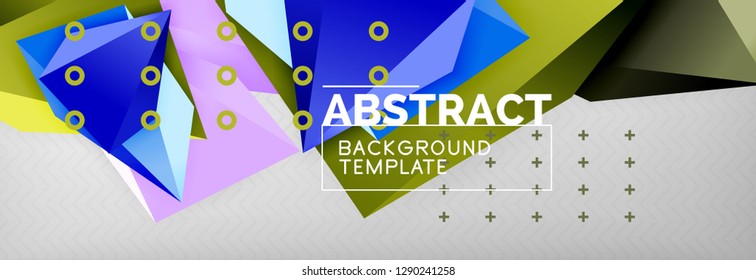 Bright colorful triangular poly 3d composition, vector abstract geometric background, minimal design, polygonal futuristic poster