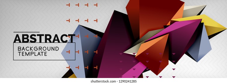 Composición 3d de poli triangular brillante, fondo geométrico abstracto vectorial, diseño mínimo, póster futurista poligonal