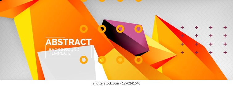 Bright colorful triangular poly 3d composition, vector abstract geometric background, minimal design, polygonal futuristic poster