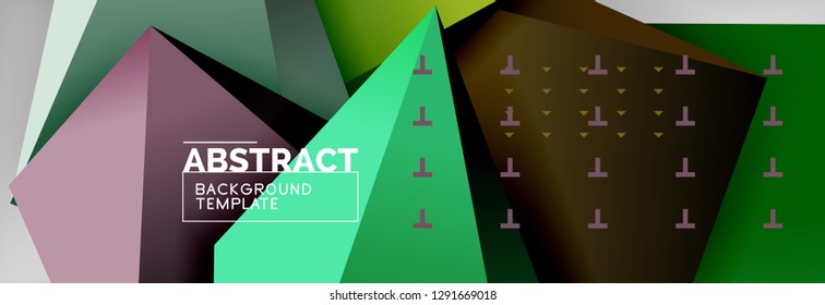 Bright colorful triangular poly 3d composition, vector abstract geometric background, minimal design, polygonal futuristic poster