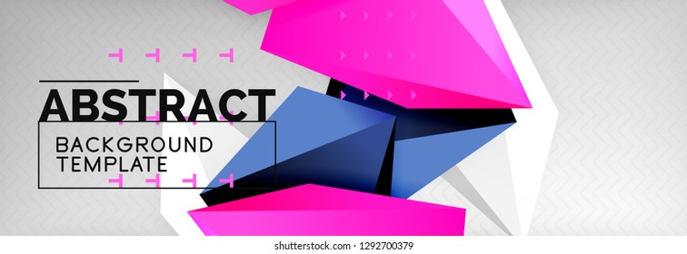 Bright colorful triangular poly 3d composition, vector abstract geometric background, minimal design, polygonal futuristic poster