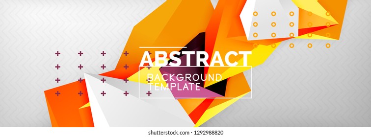 Bright colorful triangular poly 3d composition, vector abstract geometric background, minimal design, polygonal futuristic poster