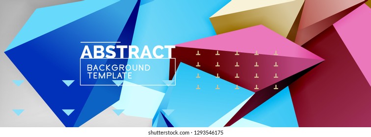 Composición 3d de poli triangular brillante, fondo geométrico abstracto vectorial, diseño mínimo, póster futurista poligonal