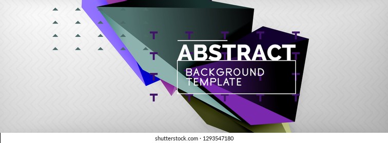 Bright colorful triangular poly 3d composition, vector abstract geometric background, minimal design, polygonal futuristic poster