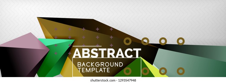 Composición 3d de poli triangular brillante, fondo geométrico abstracto vectorial, diseño mínimo, póster futurista poligonal