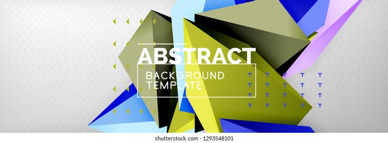 Composição triangular brilhante triangular 3d, fundo geométrico abstrato vetorial, design mínimo, poster futurista poligonal