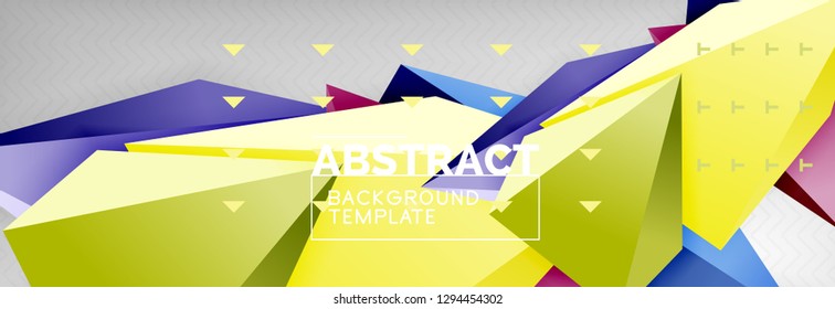Composición 3d de poli triangular brillante, fondo geométrico abstracto vectorial, diseño mínimo, póster futurista poligonal