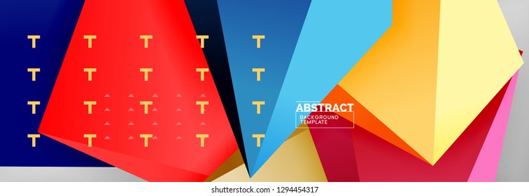 Hellbunt bunter Dreieckspolympietrie, 3D-Komposition, abstrakter, geometrischer Hintergrund, minimales Design, polygonales futuristisches Poster
