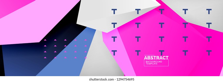 Bright colorful triangular poly 3d composition, vector abstract geometric background, minimal design, polygonal futuristic poster