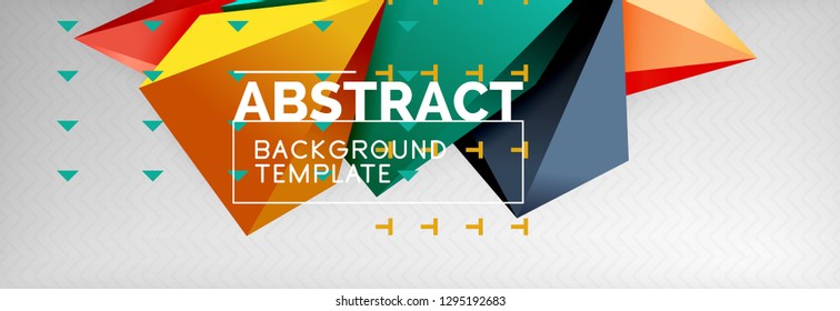 Bright colorful triangular poly 3d composition, vector abstract geometric background, minimal design, polygonal futuristic poster