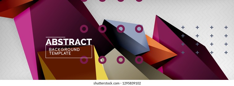 Bright colorful triangular poly 3d composition, vector abstract geometric background, minimal design, polygonal futuristic poster