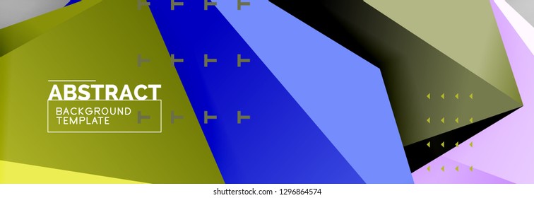 Bright colorful triangular poly 3d composition, vector abstract geometric background, minimal design, polygonal futuristic poster