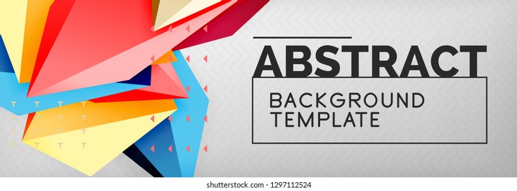 Bright colorful triangular poly 3d composition, vector abstract geometric background, minimal design, polygonal futuristic poster
