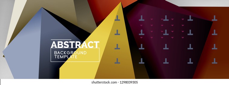 Bright colorful triangular poly 3d composition, vector abstract geometric background, minimal design, polygonal futuristic poster