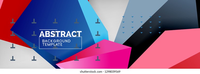 Bright colorful triangular poly 3d composition, vector abstract geometric background, minimal design, polygonal futuristic poster