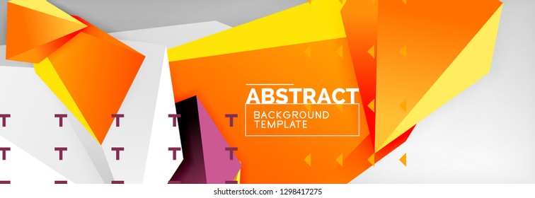 Bright colorful triangular poly 3d composition, vector abstract geometric background, minimal design, polygonal futuristic poster