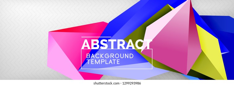 Bright colorful triangular poly 3d composition, vector abstract geometric background, minimal design, polygonal futuristic poster