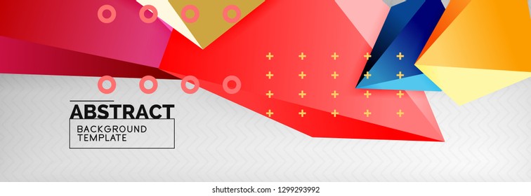 Hellbunt bunter Dreieckspolympietrie, 3D-Komposition, abstrakter, geometrischer Hintergrund, minimales Design, polygonales futuristisches Poster